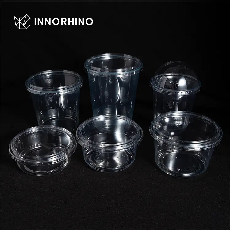 Круглые пластиковые одноразовые чашки для мороженого с купольными крышками INNORHINO
