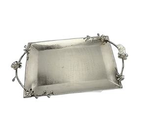 Mondern Handicraft <b>Trays</b> Indian Silver Dishes Brass Boarder With Floral Pattern Stainless Steel <b>Trays</b> Tier Stand Fruit Salad - Product Image 2