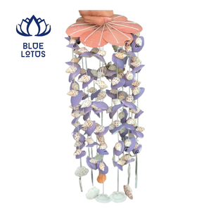 Molino de Viento Decorativo Hecho a Mano con Conchas Marinas Naturales, Estilo Playa, con Flores Colgantes, para Decoración del Hogar, Jardín, Patio, Regalos, LOTO AZUL - Product Image 1