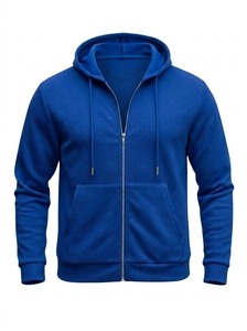 Sudadera con capucha y cremallera para hombre, diseño geométrico texturizado, cómoda para uso diario - Product Image 6