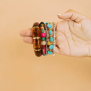 Bracelets tendance en résine acrylique transparente multicolore, grands, irréguliers, carrés et épais, pour l'été – Idéal comme cadeau - Product Image 1