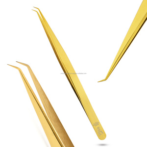 Pince à épiler isolante pour extensions de cils de haute qualité en acier inoxydable avec grip en fibre, outil de volume pour cils - Product Image 1