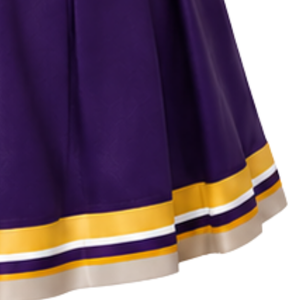 Jupe de cheerleading plissée violette avec bordure rayée jaune et blanche, uniforme de performance athlétique pour femmes et filles, tenue d'équipe - Product Image 3