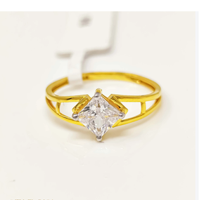 Bague solitaire sophistiquée en or jaune massif 22 carats pour femme, taille princesse, sertissage moderne en forme de cerf-volant, pour fiançailles et mariage, or 22 carats de qualité supérieure - Product Image 2