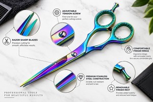 กรรไกรตัดผมมืออาชีพ 6 นิ้ว หลายสี กรรไกรตัดผมสำหรับช่างทำผม อุปกรณ์ตัดผม กรรไกรตัดผมคมกริบสำหรับร้านเสริมสวย - Product Image 2