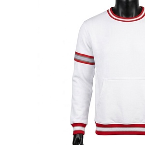 Sweat-shirt blanc à col rond pour femme, avec rayures rouges et grises, coupe classique, tricoté, manches longues, décontracté, automne - Product Image 4
