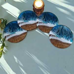 High Quality Epoxy Resin Tea Coaster <b>Set</b> Personalized For <b>Breakfast</b> Tea Coffee Drinkware Mats And Pads Placemat At Best Price - Product Image 3