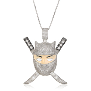 Pendentif Crâne de Pirate en Moissanite pour Homme, Argent 925, Masque Couronné Givré, Bijou Hip Hop Tendance, Collier Léger - Product Image 6