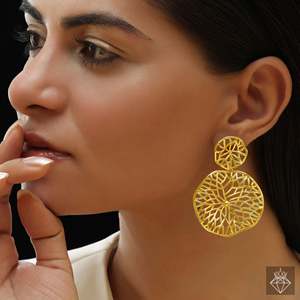 PRAO Boucles d'oreilles fines Danglers ronds inégaux avec caractéristique anti-ternissement - Product Image 2