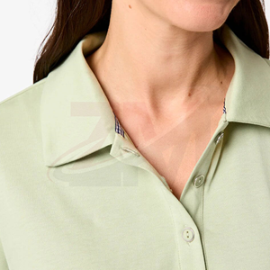 Plain <b>Polo</b> T-<b>Shirts</b> <b>Women's</b> <b>Long</b> <b>Sleeve</b> <b>Polo</b> <b>Shirt</b> Solid Light Green Knitted Casual Full <b>Sleeve</b> Regular Length - Product Image 3