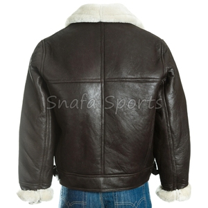 High Demanded Solid Color Sheepskin <b>Leather</b> <b>Jacket</b> Good Quality For Autumn Season Wear With Custom Logo - Product Image 4
