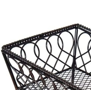 Two-Tier Metal and <b>Wood</b> <b>Fruit</b>/Vegetable Storage Baskets Sustainable Decorative Kitchen & Tabletop Carved Decorative & Usage - Product Image 6