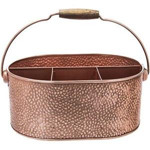 Organizador de utensilios de metal galvanizado de la mejor calidad con asa, 4 compartimentos, organizador de cocina para guardar cubiertos y vajilla. - Product Image 3