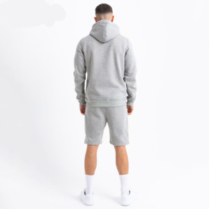 ชุดเซ็ตเสื้อฮู้ดดี้และกางเกงขาสั้นผู้ชายดีไซน์ล่าสุด ล้างสีแบบแอซิดวอช ทรงโอเวอร์ไซส์ ผ้าฝ้ายฟลีซ 100% ระบายอากาศได้ดี ชุดวอร์มสำหรับผู้ชาย - Product Image 2