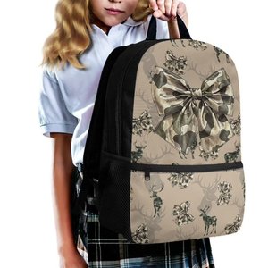 <b>Large</b> Capacity Sports Waterproof Backpack with Deer Print <b>Bow</b> Design 14 Inch Laptop Compartment Polyester Travel Backpack - Product Image 6