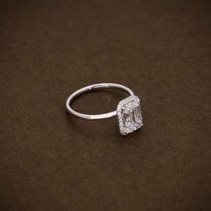 Halo <b>Emerald</b> Cut Lab Grown Diamond Engagement <b>Ring</b> | 2.10 CTW IGI Certified Diamonds | Solitaire <b>Ring</b> with Halo | Wedding Gift f - Product Image 6