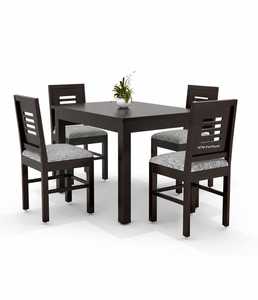 Ensemble de table à manger rectangulaire moderne en bois avec chaises rembourrées 4 places, pas d'assemblage requis - Product Image 1