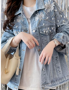 Hardihood International <b>Floral</b> Print Denim <b>Vest</b> Women Sleeveless Button Front Formal Summer Jacket Breathable Distressed Crop - Product Image 3