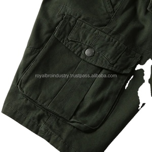 Pantalones Cortos Cargo Deportivos Impermeables Multibolsillos para Hombre, Verano, Sin Cinturón, Algodón, Verde, Casual, Estilo Táctico - Product Image 4