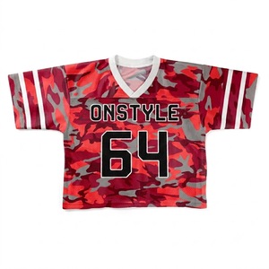 Classic <b>Red</b> White Mesh 100% Polyester Customized Football Jersey V Neck Athletic Sportwear Casual Crop <b>Top</b> Unisex Streetwear - Product Image 4