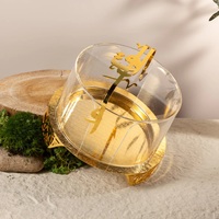 Dôme de service alimentaire islamique en acrylique avec support en métal doré et calligraphie arabe pour la maison, les dîners, les buffets, les banquets, la décoration du Ramadan et de l'Aïd
