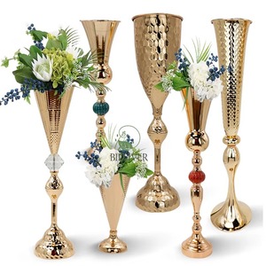 Golden Brass Tabletop <b>Vase</b> Glam Style Wedding Decoration High Quality Metal Flower <b>Vase</b> <b>Set</b> - Product Image 4