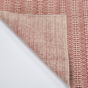 Ivory Rust <b>Red</b> <b>Wool</b> Eco Friendly Non-Slip Geometric Micro Pattern Rug Repeating Linear Motif Area Carpet for Living Room Bedroom - Product Image 5