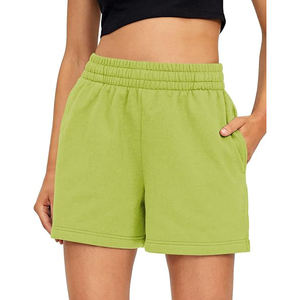 Pantalones Cortos de Felpa 100% Algodón para Mujer, Ecológicos, Suaves, Cómodos, Casuales, para Estar en Casa, Cintura Elástica, Corte Holgado, 140g, Cálidos para Invierno - Product Image 1