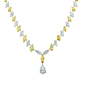 Collier pendentif en diamants jaunes et blancs multiformes, deux tons, 14 carats, fabrication indienne, pour femmes, disponible au meilleur prix - Product Image 1