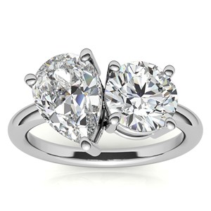 2.25TCW Pear Cut And Round Cut Moissanite Toi Et Moi Engagement <b>Ring</b> for Women in 14K Solid White Gold <b>Two</b> <b>Stone</b> Promise <b>Ring</b> - Product Image 1