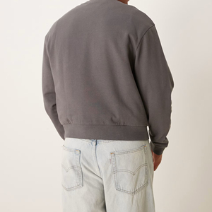 Sweat-shirt à col rond surdimensionné avec logo personnalisé, 100% coton, streetwear pour hommes, respirant, confortable, sweat-shirts pour hommes en gros - Product Image 3