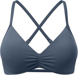 Soutien-gorge de sport pour femme, couleur unie, col en V, bretelles spaghetti, maintien moyen, respirant, séchage rapide, sans coutures, pour yoga et fitness - Product Image 6