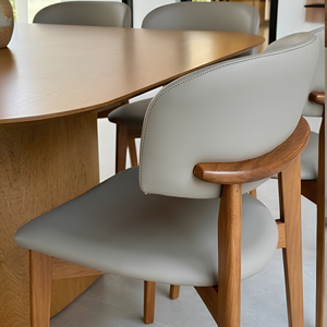 Ensemble de table à manger contemporaine en teck avec fauteuils rembourrés, mobilier de luxe pour villa, restaurant, salle de réunion - Product Image 3