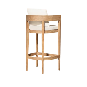 Chaise de bar d'extérieur de luxe en teck massif, accoudoir incurvé de qualité supérieure, design ergonomique, résistante aux intempéries, mobilier moderne pour villas et complexes hôteliers - Product Image 2