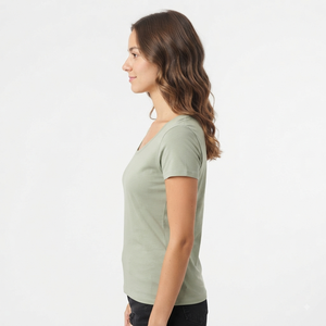 T-shirt à manches courtes pour femme Hawk Eye, col rond, couleur unie, décontracté, respirant, 100% coton, coupe ajustée, haut pour le printemps et l'été - Product Image 3
