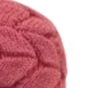 Gorro de invierno de punto trenzado rosa AKA con letras verdes bordadas, suave y cálido, para mujer, color rosa - Product Image 3