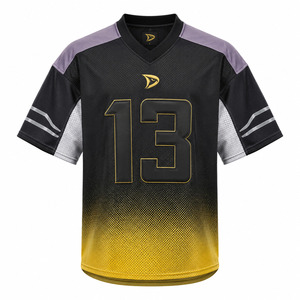 Men's V-Neck Short Sleeve Football Jersey Mesh 100% Polyester Gradient Black Gold Number 13 Sublimated Print <b>Athletic</b> Fit - Product Image 1