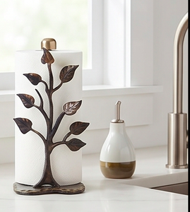 Vintage Leaf Pattern Metal <b>Paper</b> Towel Holder Free Standing Iron Luxury <b>Kitchen</b> And Bathroom Tissue Stand Accessories - Product Image 6