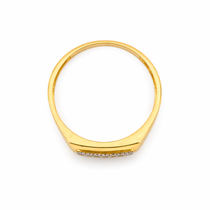 <b>Mens</b> 18KT yellow Gold Square Micro Pave Cubic Zirconia Signet <b>Ring</b> Two Tone Woven Band Statement Wedding Party Gift Jewelry - Product Image 4