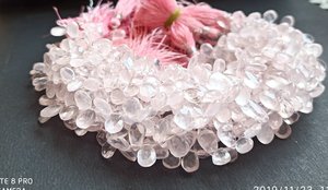Cuarzo Rosa Natural de 8.5 Pulgadas, Facetado en Forma de Pera, Briolette de 5x7-6x8 mm, Cuarzo Rosa Natural, Gema de Cuarzo Rosa para Joyería - Product Image 5