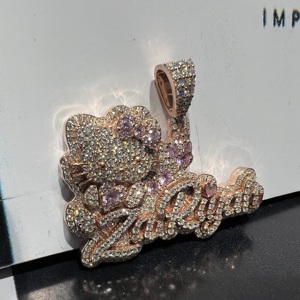 Collar Hip Hop con Colgante de Letra en Forma de Luna Chapado en Oro Rosa con Diamantes, Plata de Ley 925, Joyería para Raperos, Dijes Certificados IGI - Product Image 2