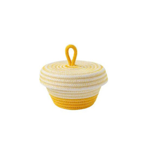 Cesta de Cuerda de Algodón de Lujo con Tapa Elegante con Lazo, Cesto de Almacenamiento Hecho a Mano para Celebraciones del Ramadán, Juguetes y Decoración del Hogar - Product Image 4