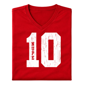 T-shirt col en V Kappa Alpha Psi numéro 10 rouge, vêtement de fraternité grecque avec motif audacieux, confort premium et coupe élégante - Product Image 6