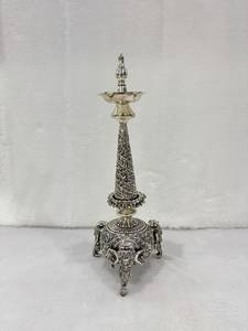 Fine carved Candelabra shaped Ball samai on 3 elephant trunks - Product Image 4