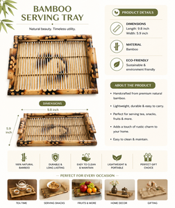 Handmade Bamboo Serving <b>Tray</b> with Handles Rectangular Woven Bamboo Tea <b>Breakfast</b> <b>Tray</b> for Home Kitchen Decor - Product Image 5