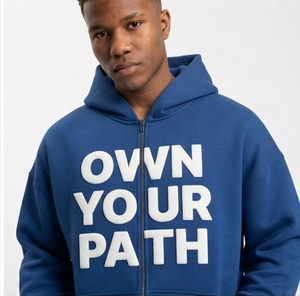 Sweat à capuche oversize brodé et imprimé pour homme, coupe personnalisée, écologique, coupe-vent, hiver, épais, manches longues, tombé ample - Product Image 5