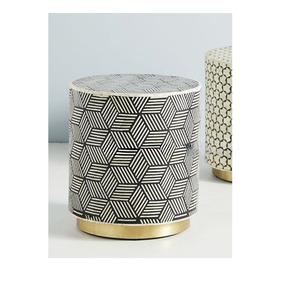 Mesa de Cajones con Incrustaciones de Hueso de ILAHI, Diseño Moderno con Detalles de Ágata, Almacenamiento de Tres Niveles, Mueble Portátil para el Hogar - Product Image 2