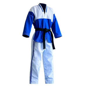 <b>Hot</b> Sale Taekwondo Uniform <b>Red</b> White Color Blocked Unisex Adult Training Wear Breathable Comfortable Durable Polyester/Cotton - Product Image 3
