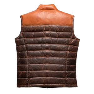 Chaleco de Cuero Genuino para Hombre, Acolchado, Marrón, Sin Mangas, Chaqueta de Plumón, Chaleco Abrigado para Invierno - Product Image 2
