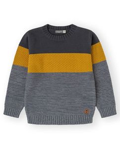 Pull en tricot torsadé pour garçon en coton biologique bleu marine uni, avec logo personnalisé, prix de gros de la meilleure qualité, provenant du Bangladesh - Product Image 2